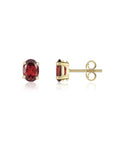 9ct Yellow Gold 7x5mm Oval Garnet Stud Earrings