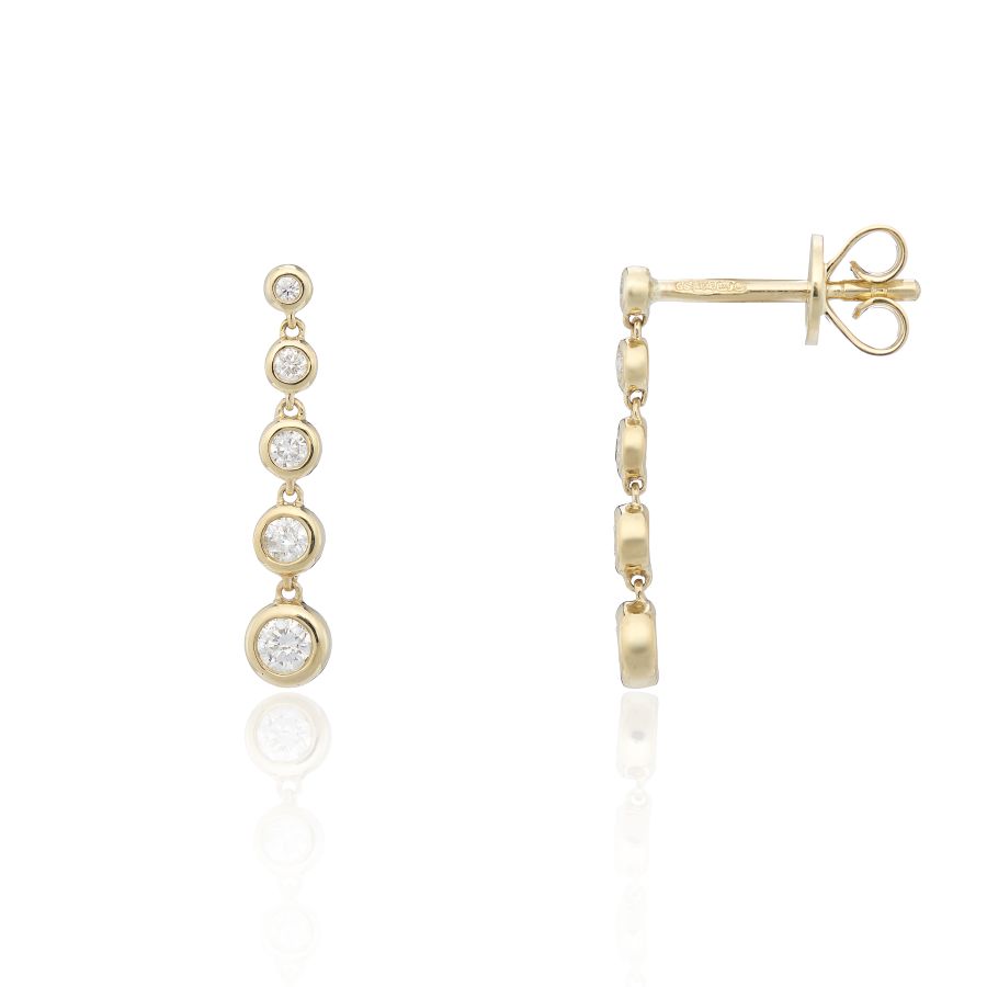 9ct Yellow Gold Diamond Bubble Drop Earrings