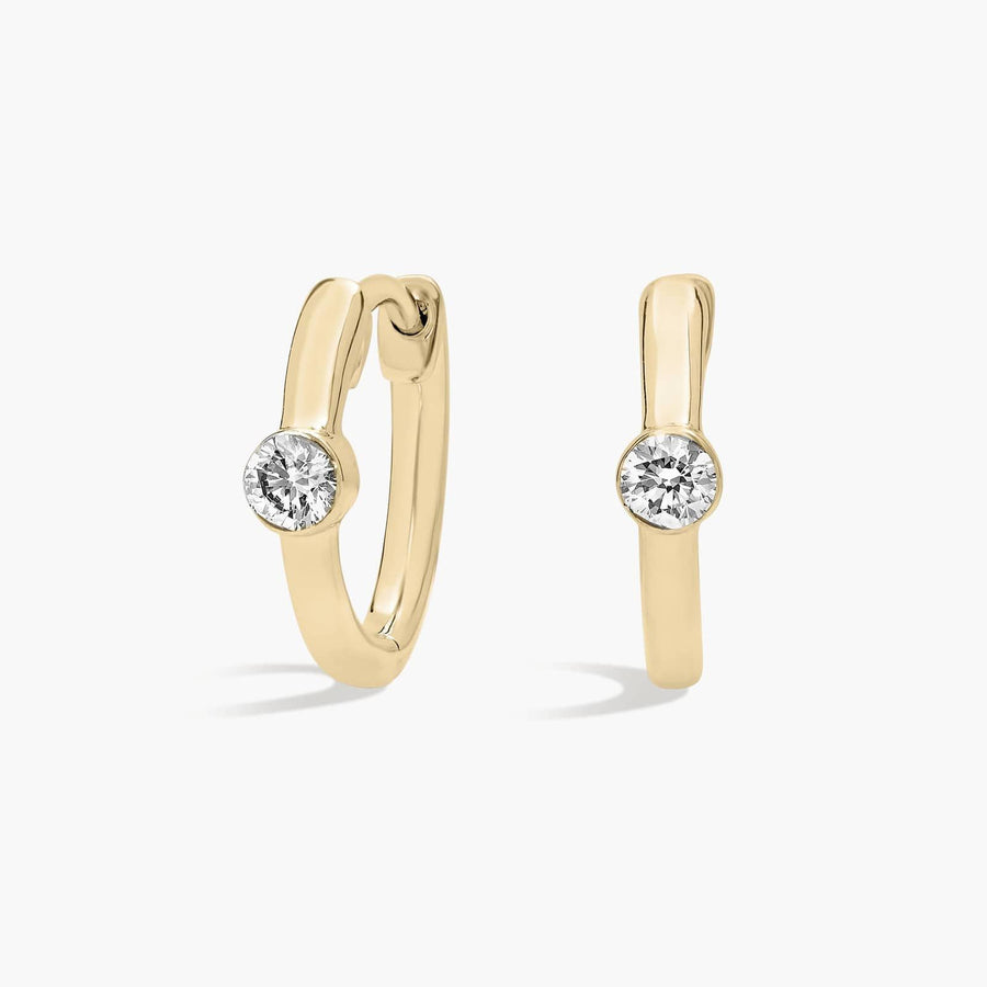 9ct Yellow Gold Mini Diamond Huggie Hoop Earrings