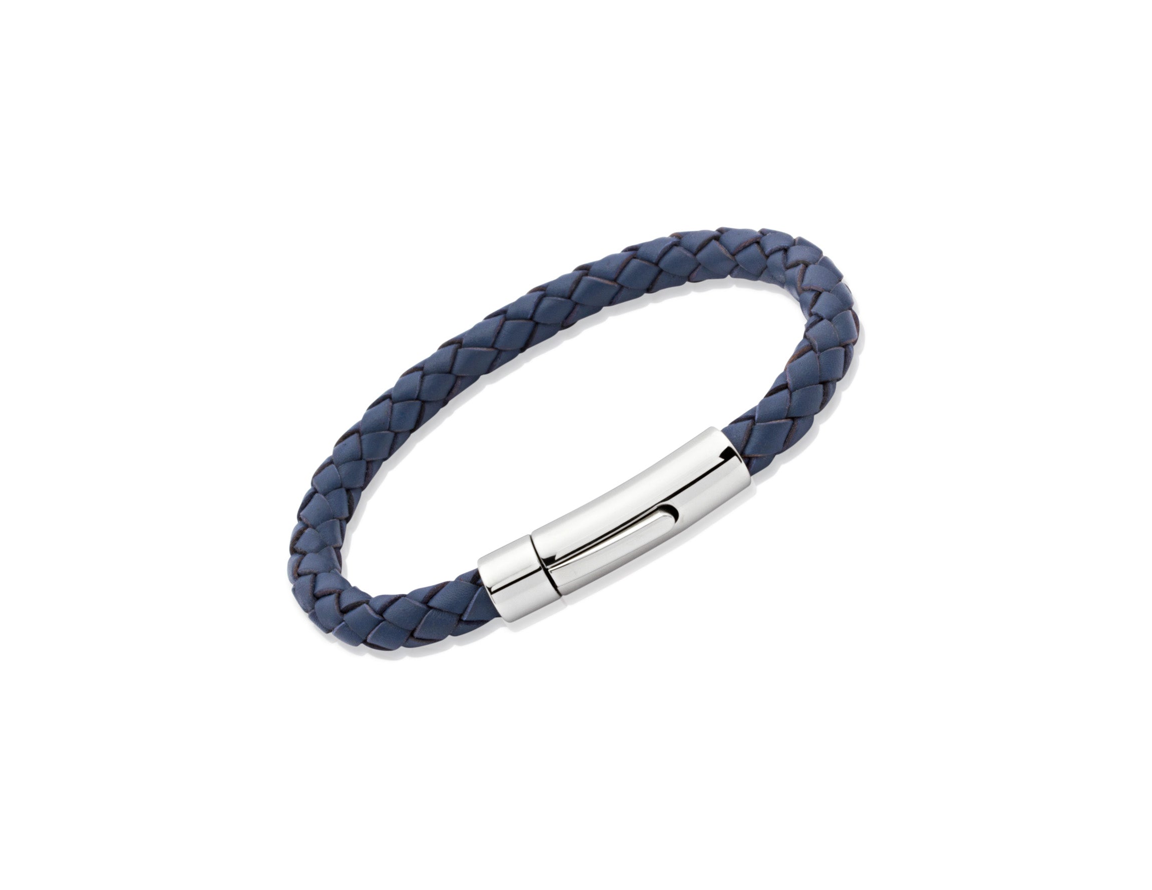 Mens Unique &amp; Co 21cm Blue Leather Bracelet