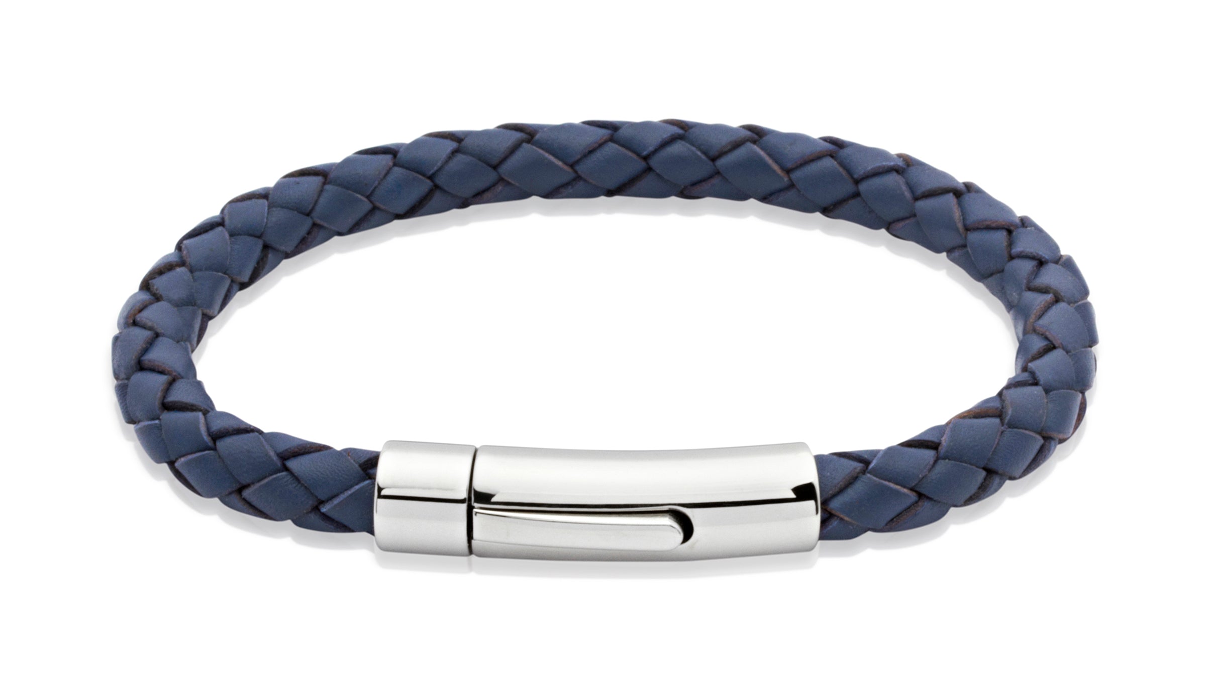 Mens Unique &amp; Co 21cm Blue Leather Bracelet