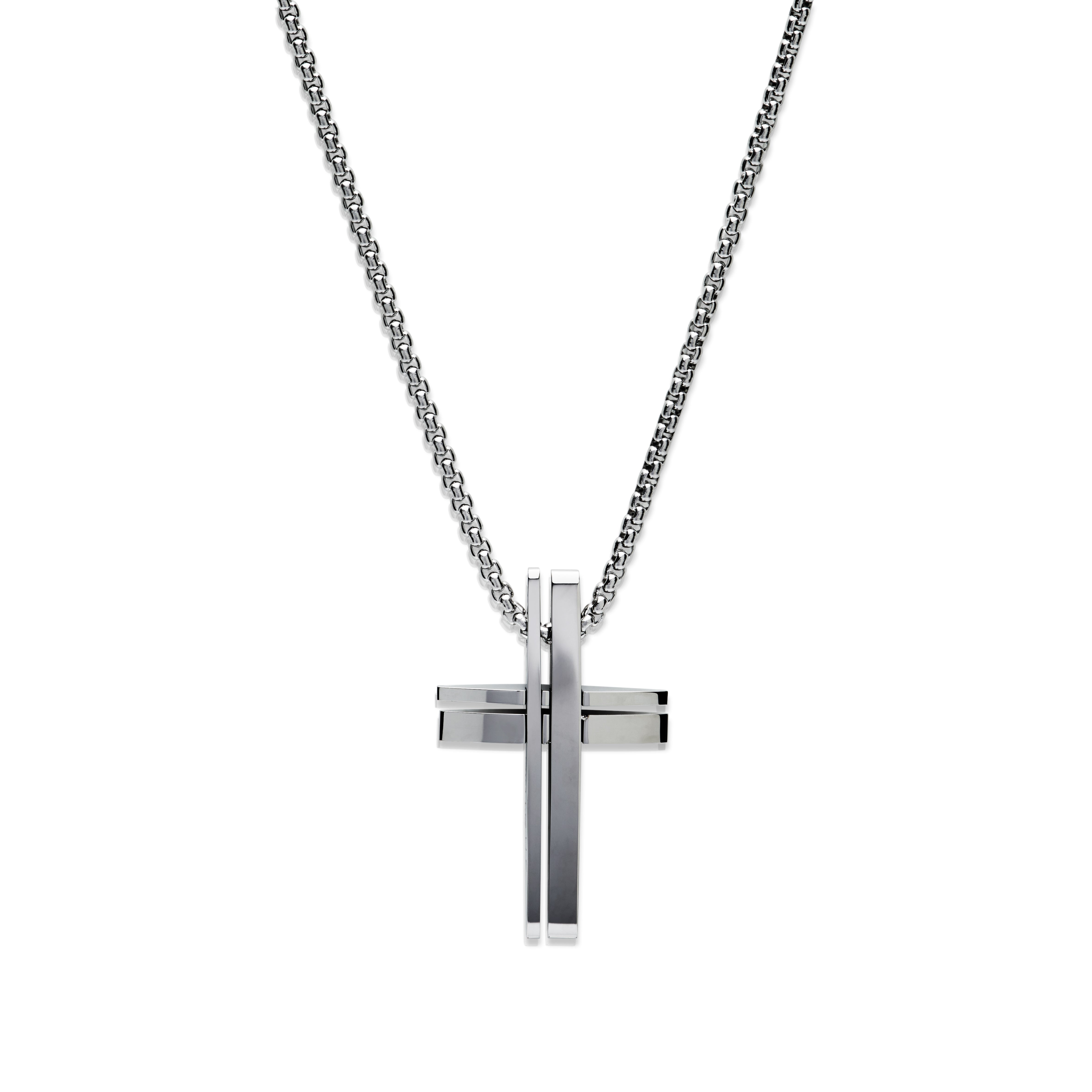 Mens Unique &amp; Co Steel Cross and Chain