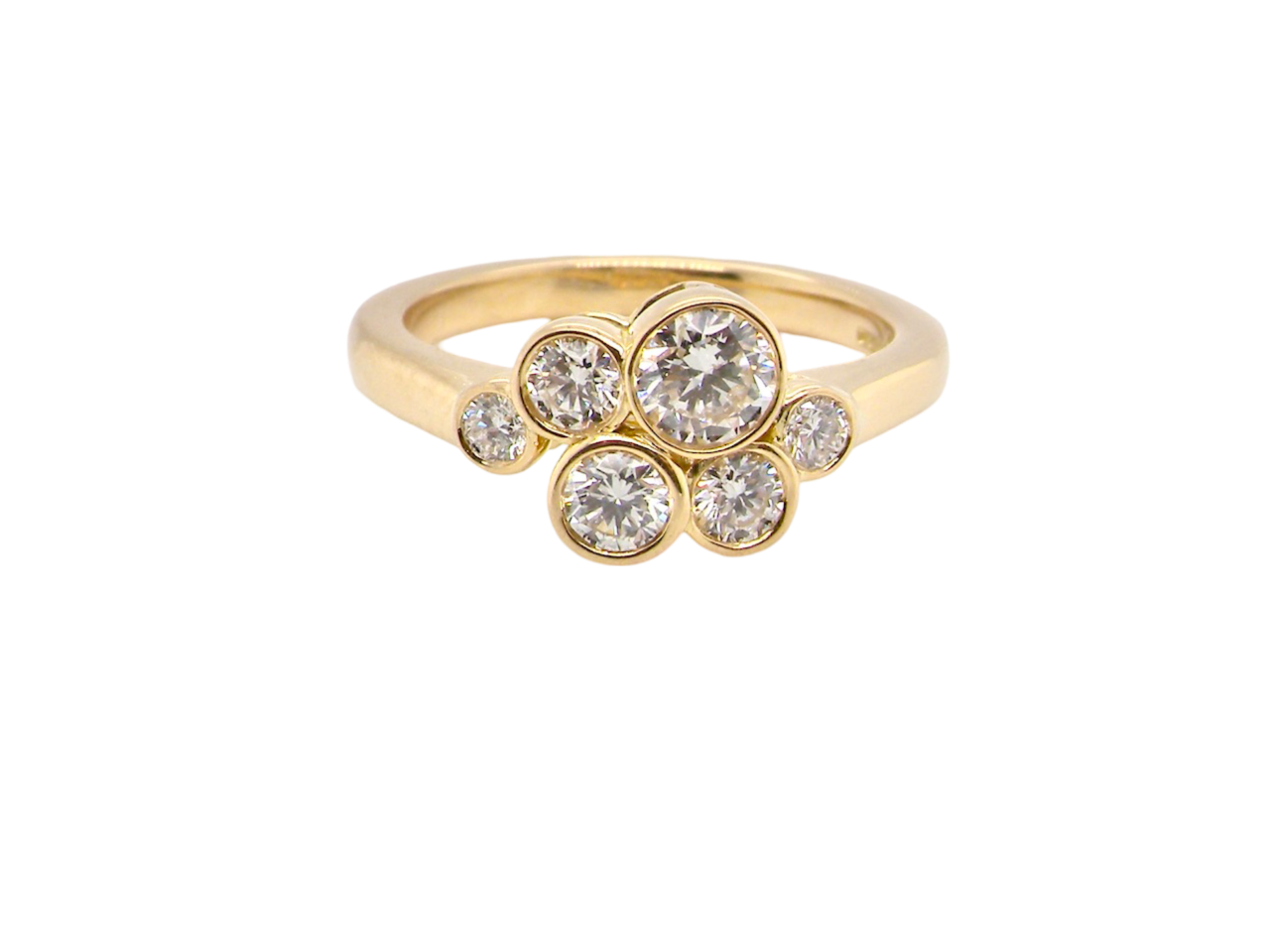 18ct Yellow Gold 6 Stone Diamond Bubble Ring