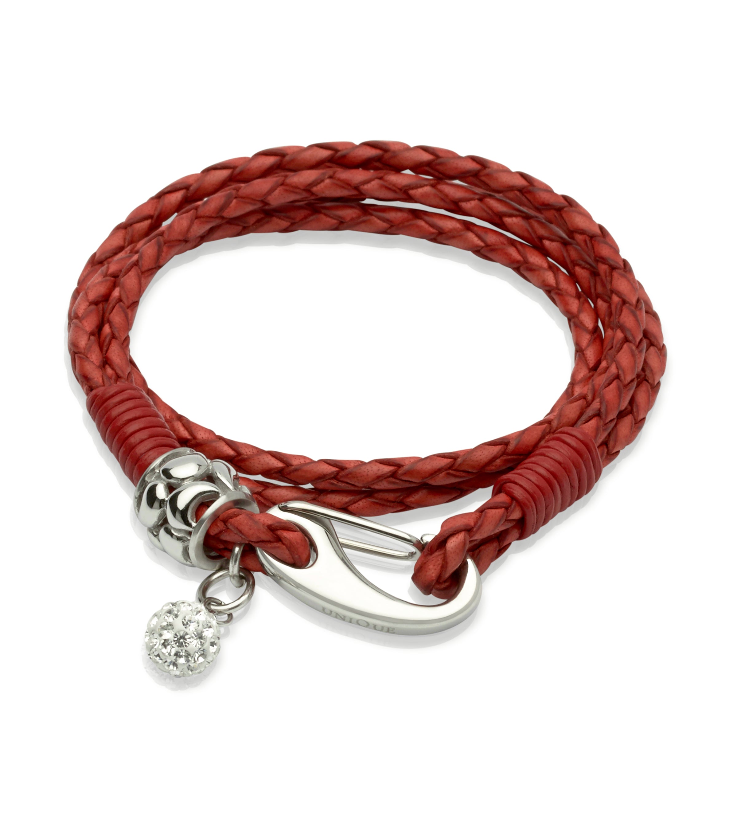 Ladies Unique &amp; Co Antique Red Leather Bracelet