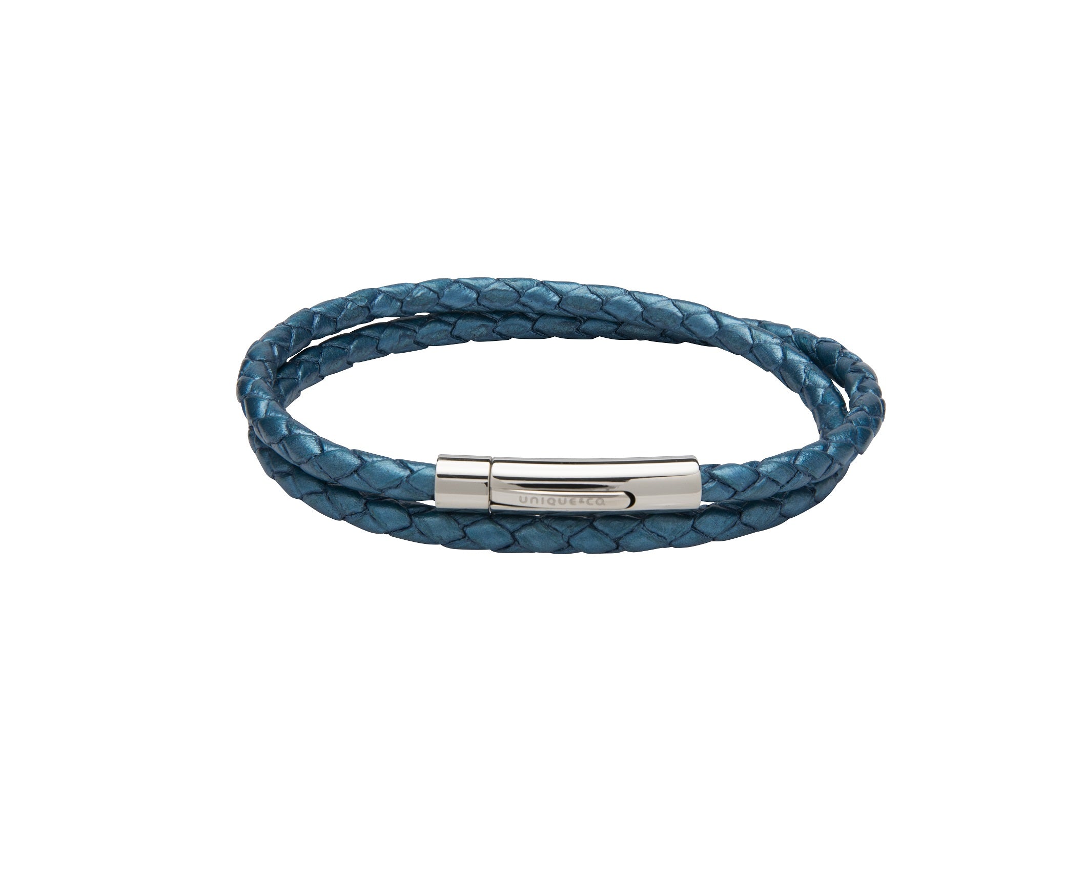 Ladies Unique &amp; Co Metallic Blue Leather Bracelet