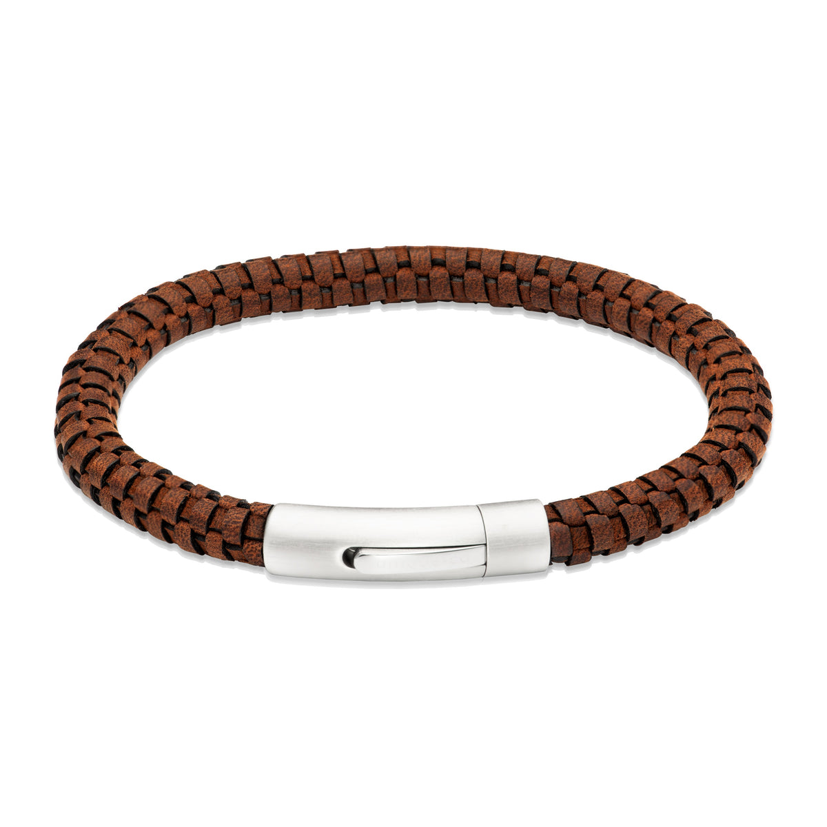 Mens Unique &amp; Co 21cm Dark Brown Leather Bracelet