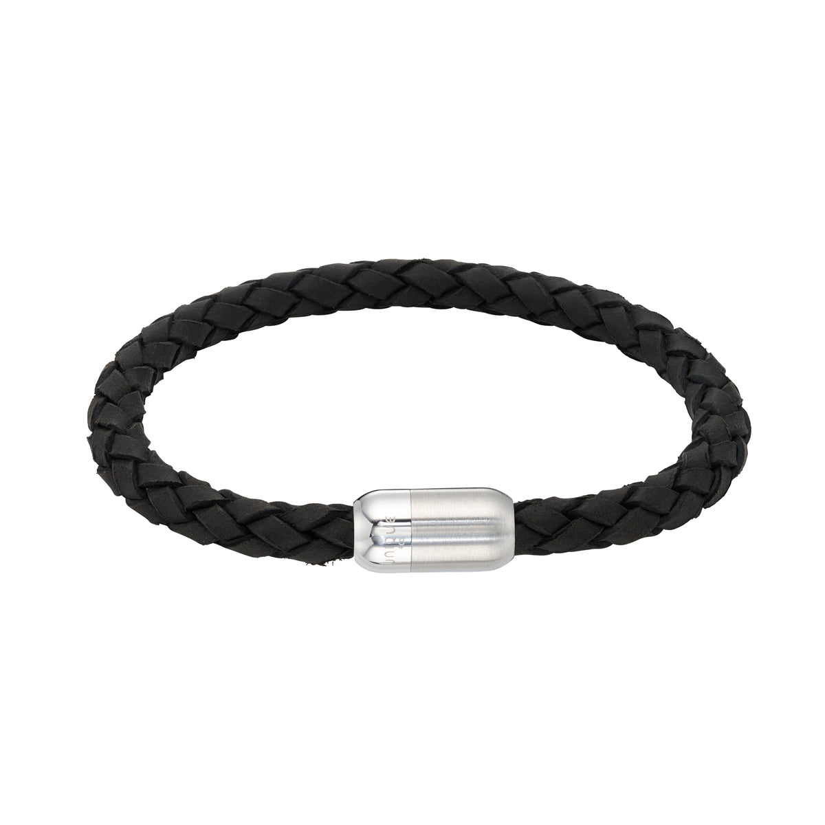 Mens Unique &amp; Co 21cm Black Leather Bracelet