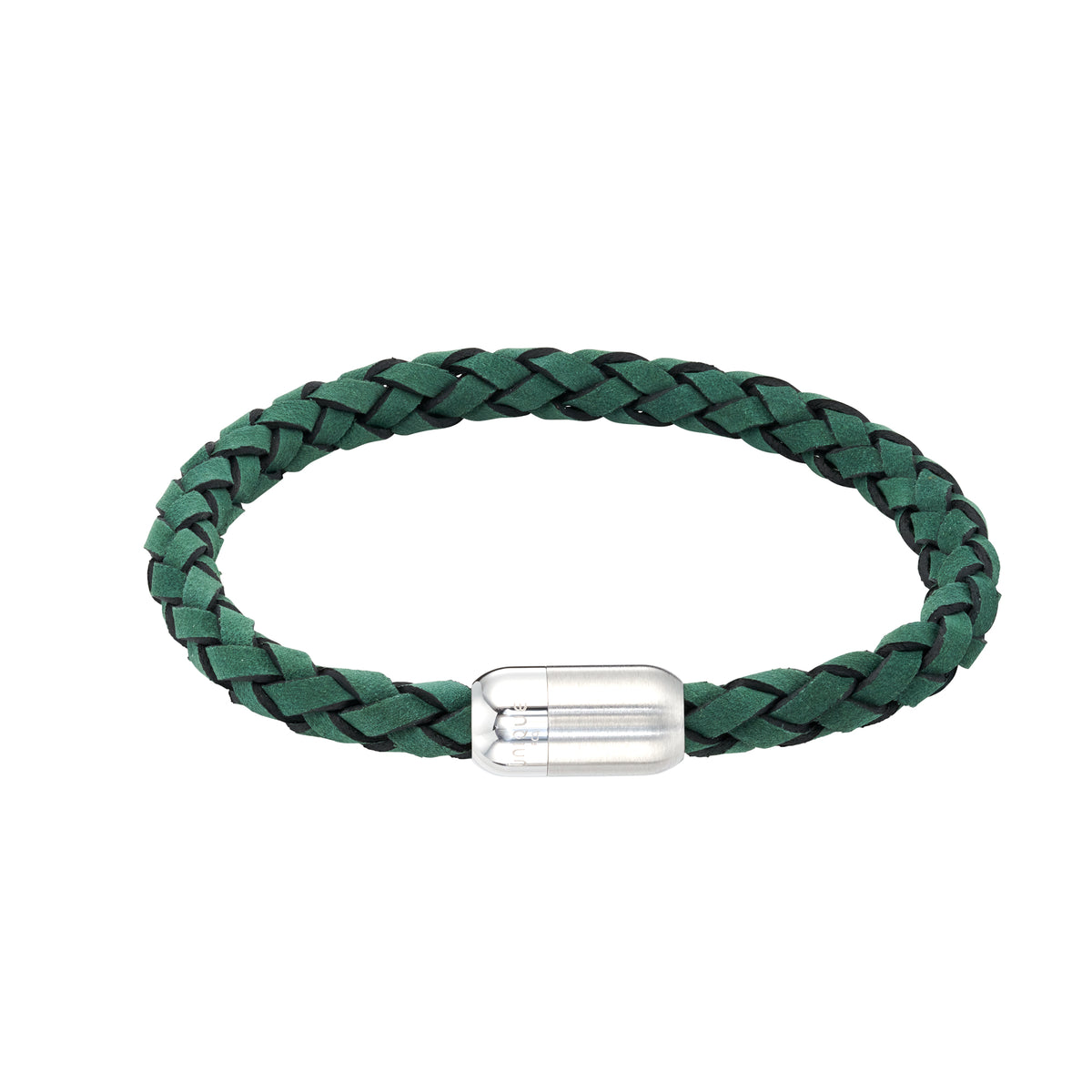 Mens Unique &amp; Co 21cm Green Suede Leather Bracelet