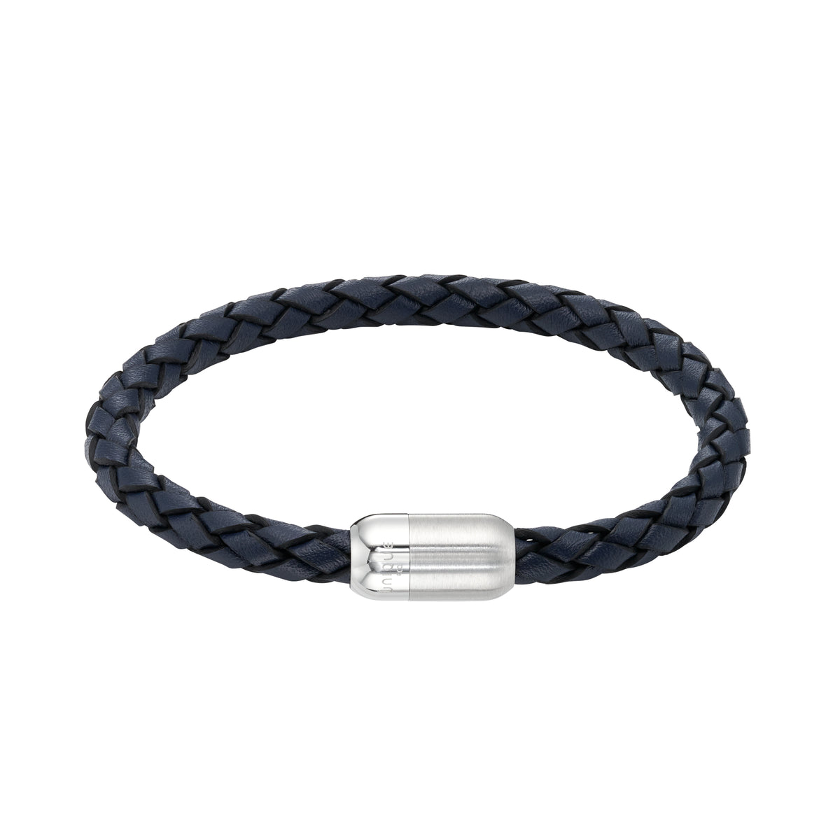 Mens Unique &amp; Co 21cm Navy Leather Bracelet