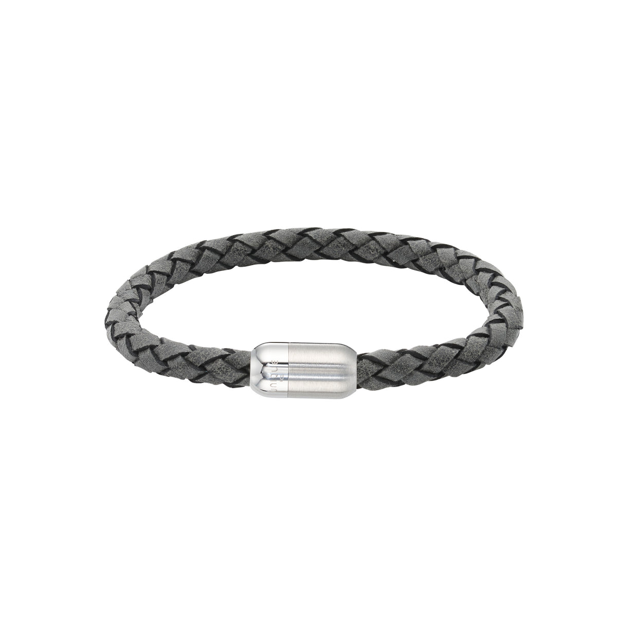 Mens Unique &amp; Co 21cm Shark Grey Leather Bracelet