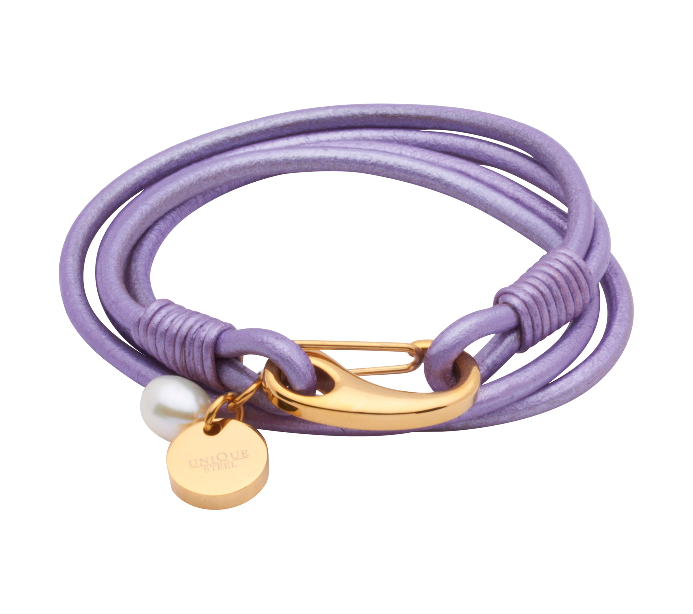 Ladies Unique &amp; Co Lilac Leather Bracelet