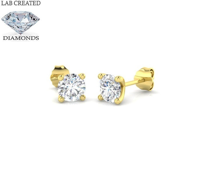 9ct Yellow Gold 1.02ct 4 Claw Set Laboratory Grown Diamond Stud Earrings