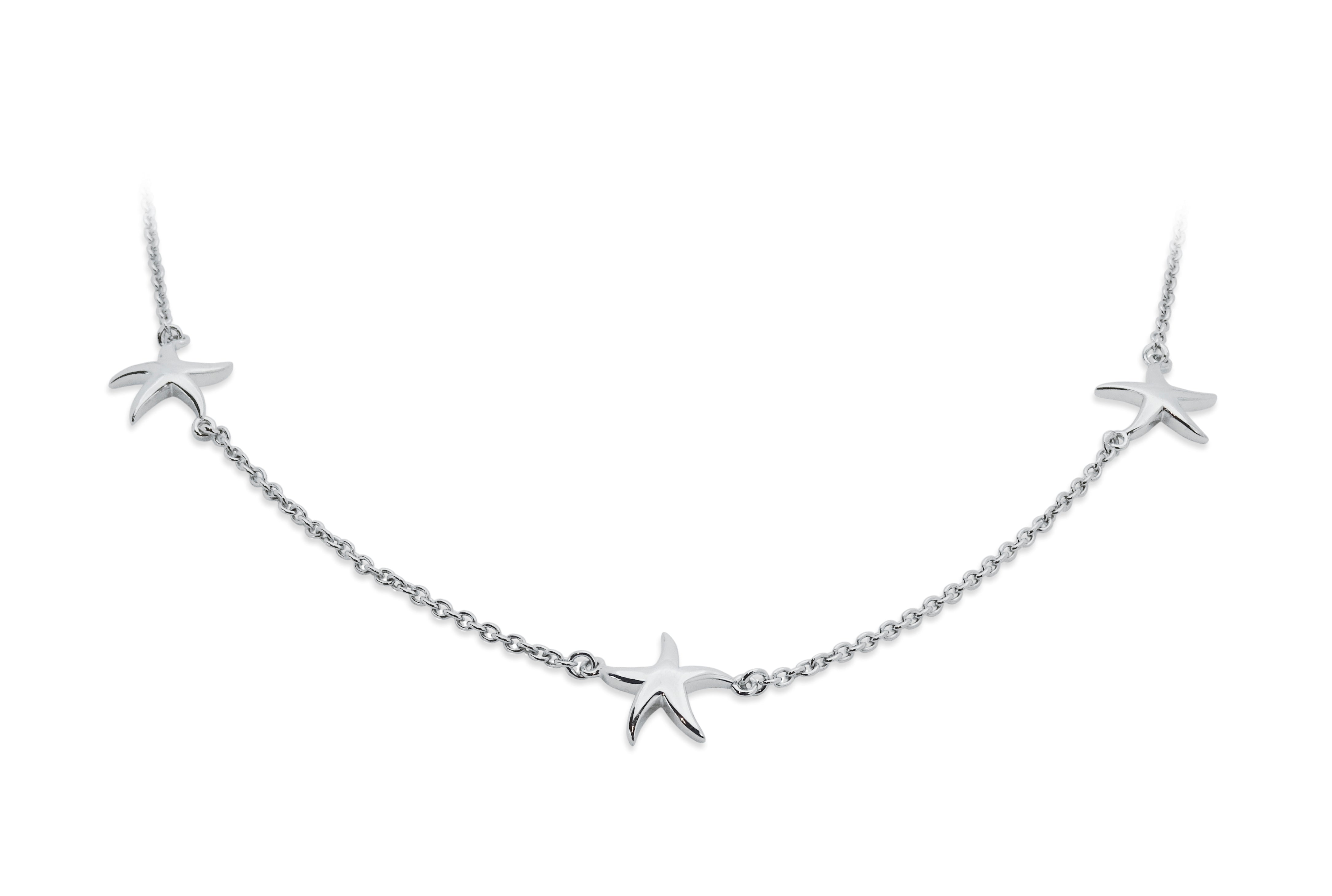 Sterling Silver 3 Starfish Necklace