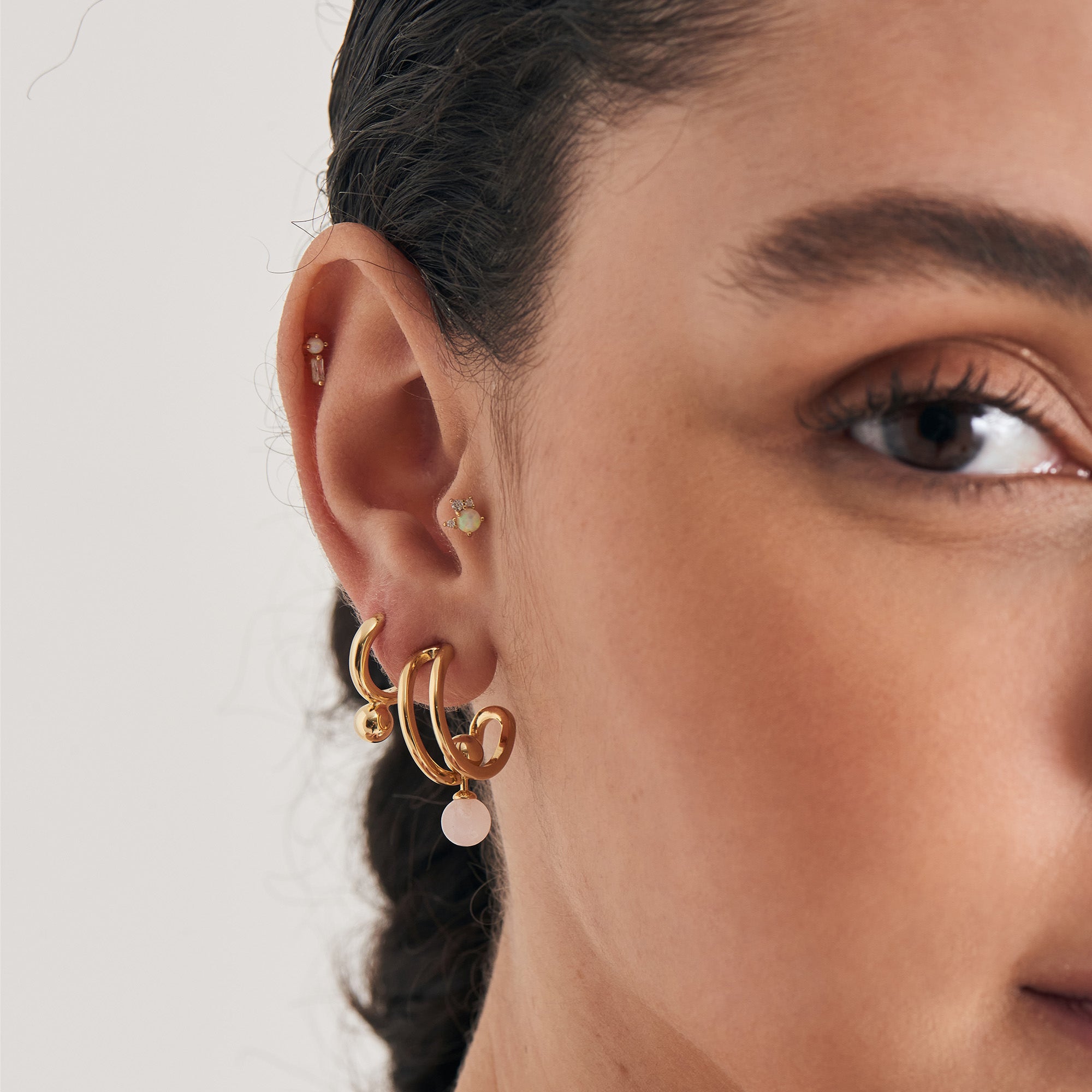 Gold Vermeil Ania Haie Kyoto Opal Sparkle Barbell Single Earring