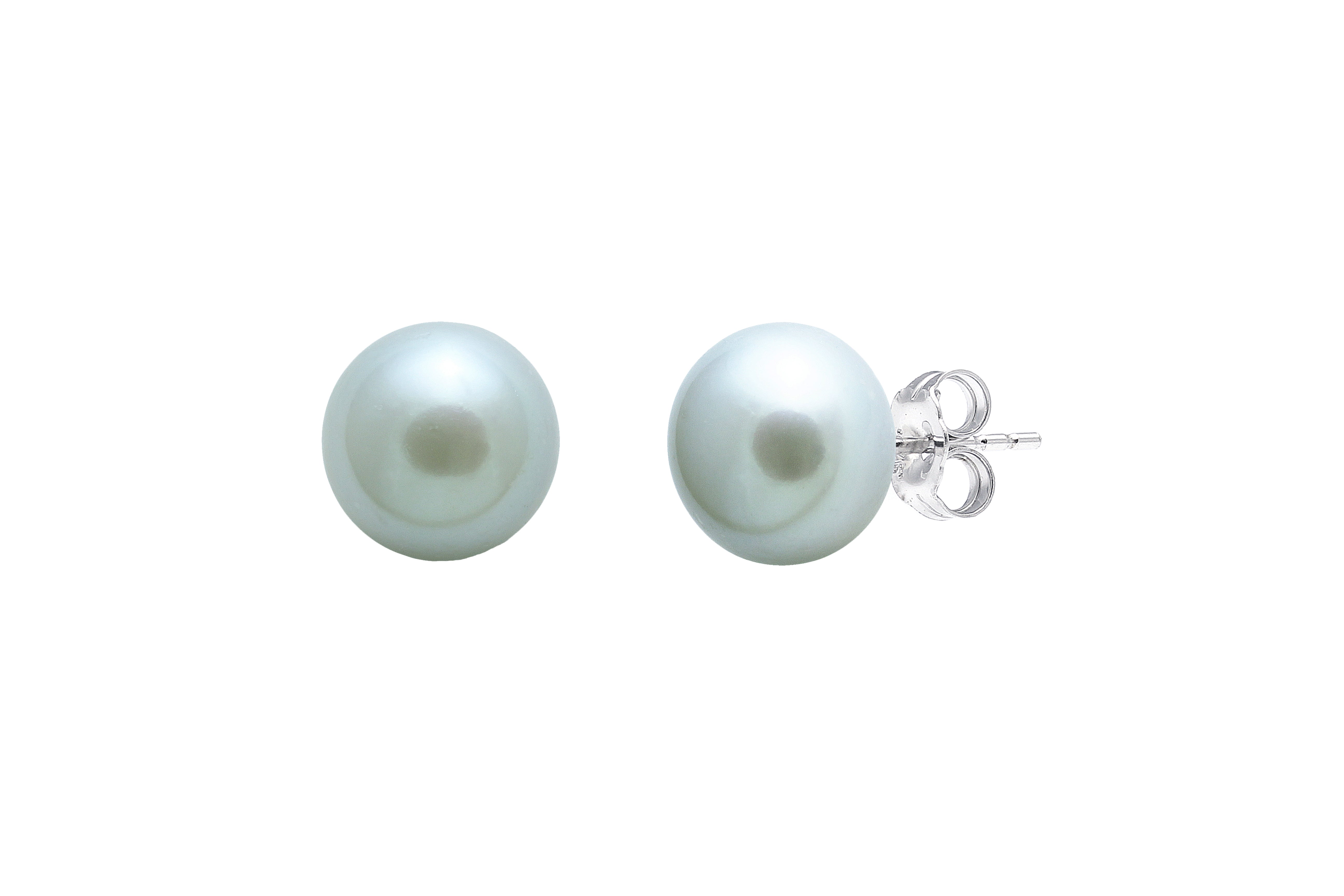 Sterling Silver 8mm Grey Freshwater Pearl Stud Earrings