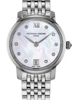 Ladies Steel Frederique Constant Slimline Diamond Set Watch on Bracelet