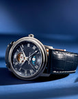 Mens Steel Frederique Constant Heart Beat Moonphase Watch on Leather Strap