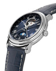 Mens Steel Frederique Constant Heart Beat Moonphase Watch on Leather Strap
