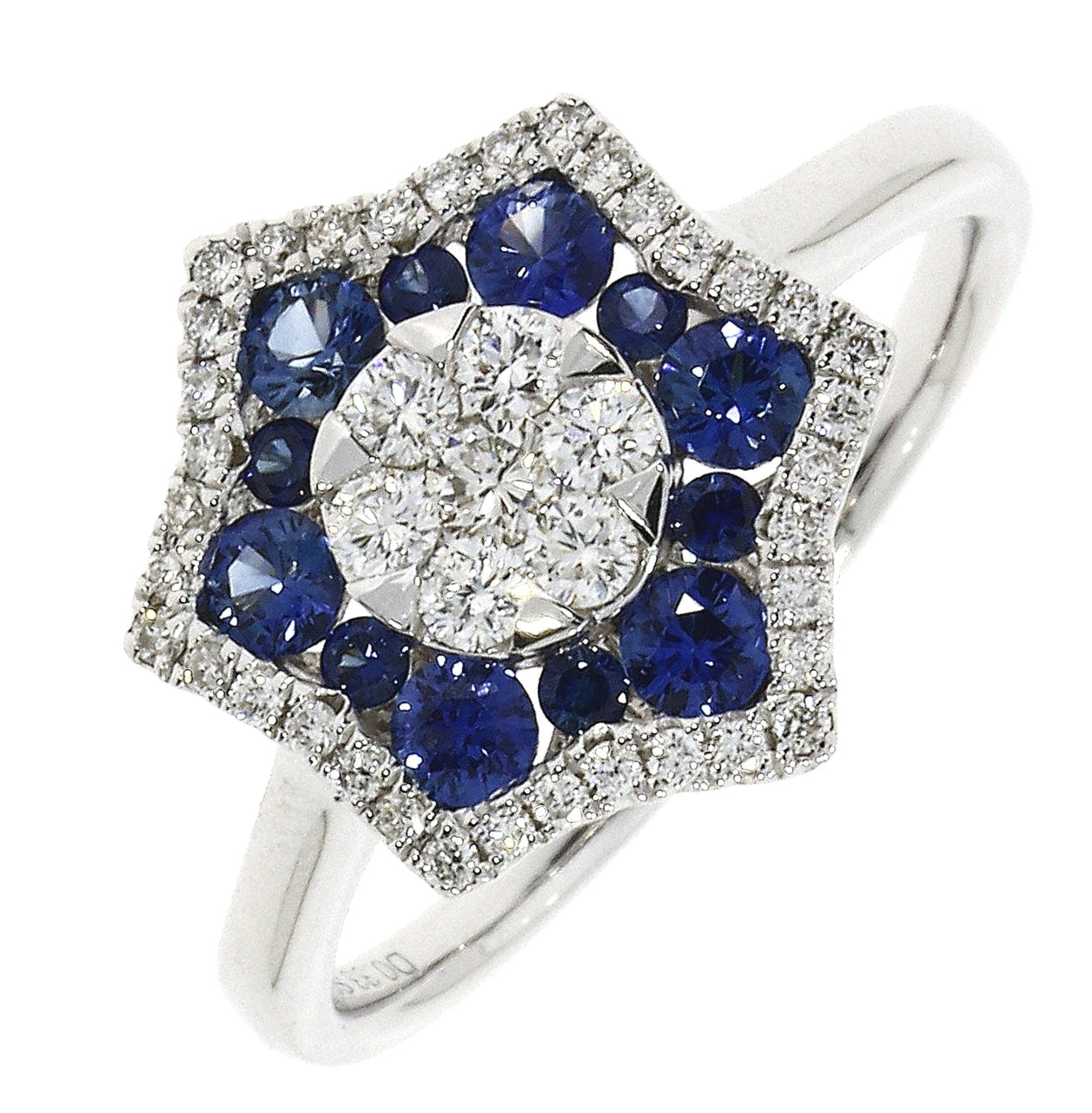 18ct White Gold Sapphire and Diamond Fancy Cluster Ring