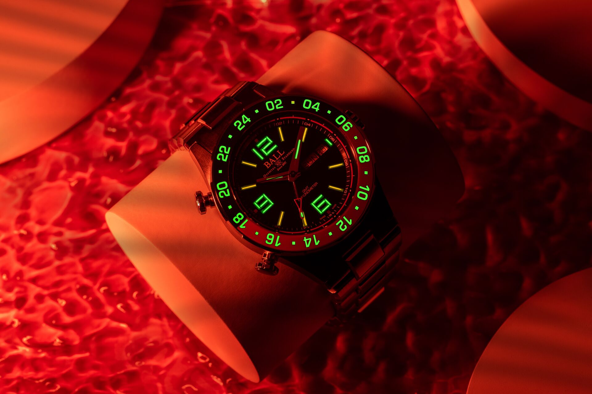 Mens Limited Edition Roadmaster Marine Pepsi Bezel GMT Ball Watch on Bracelet