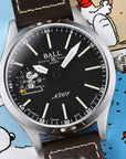 Mens Steel Limited Edition Engineer Master II Snoopy Flying Ace Ball Watch on Leather Strap