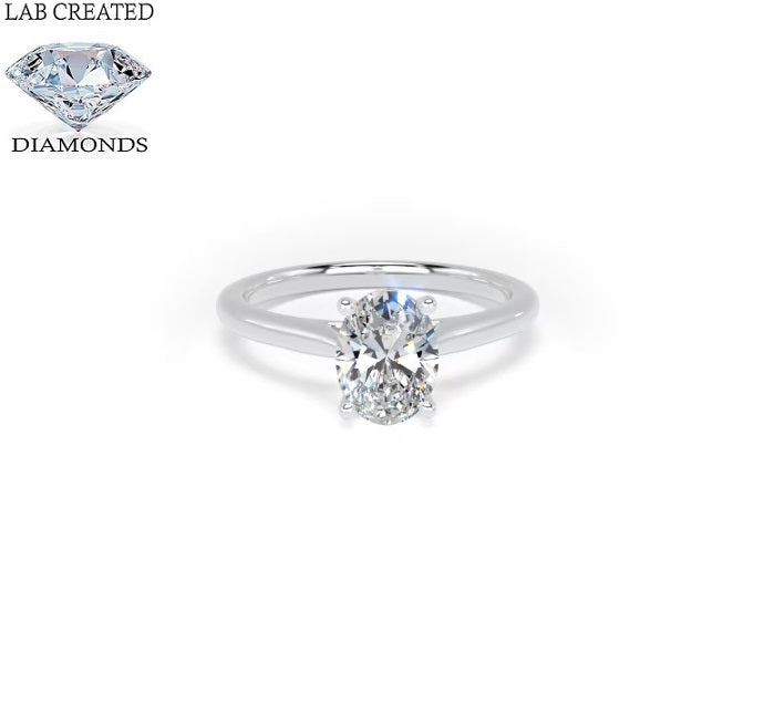 Platinum 2.04ct Laboratory Grown Oval Cut Solitaire Diamond Ring