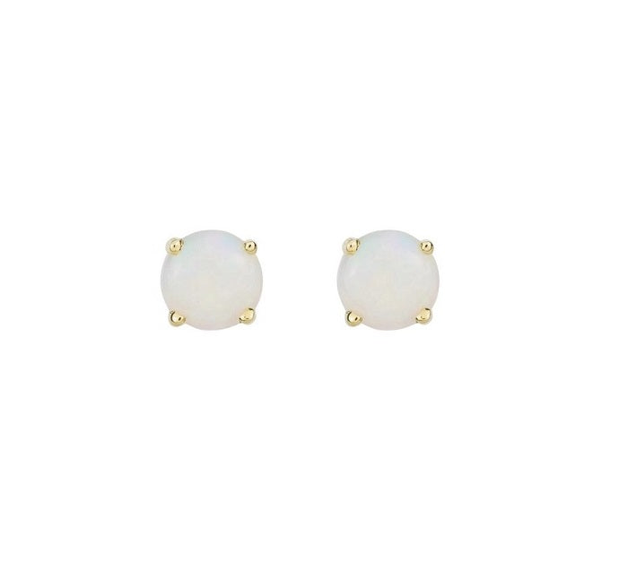9ct Yellow Gold Small Round Opal Stud Earrings