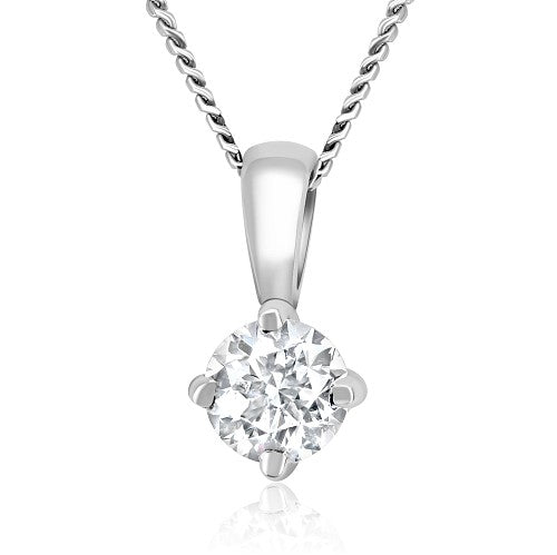18ct White Gold 0.25ct Claw Set Diamond Necklace