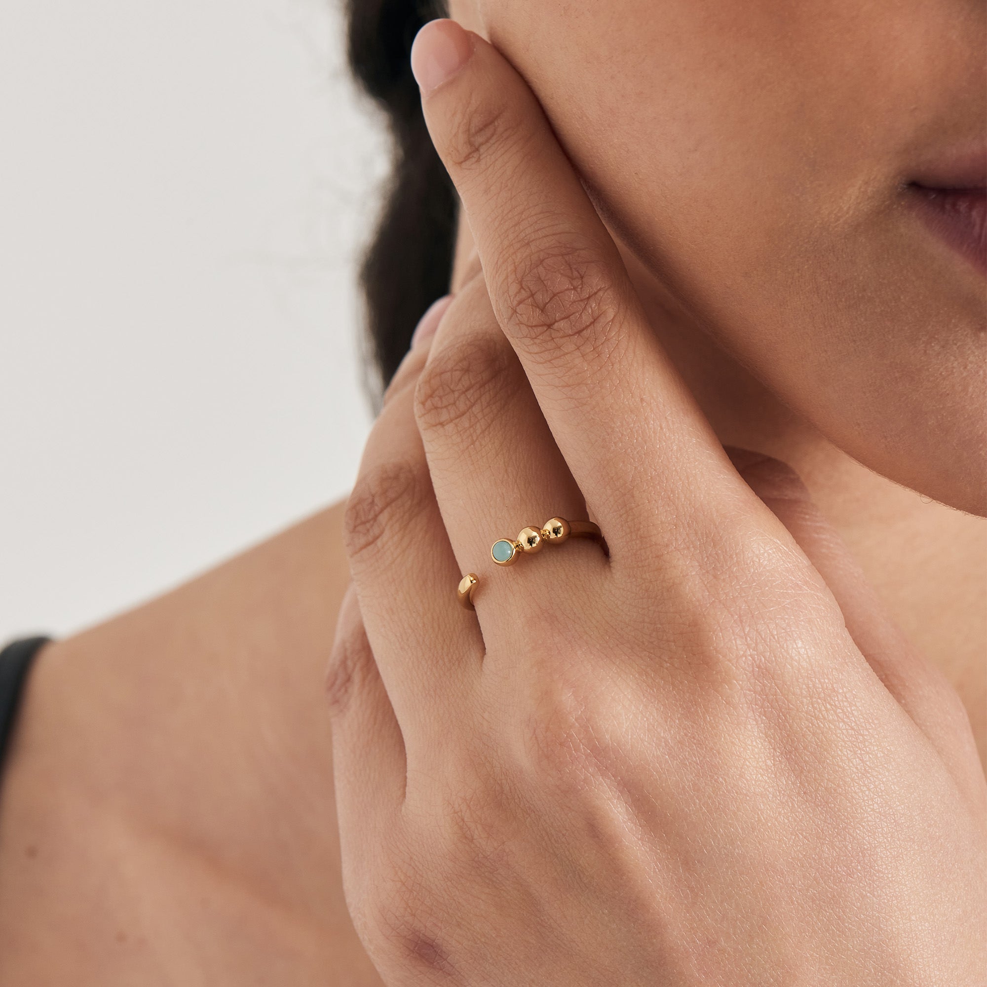 Gold Vermeil Ania Haie Orb Amazonite Adjustable Ring