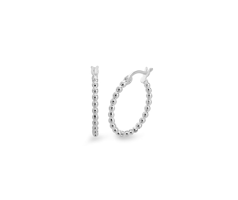 Sterling Silver 20mm Beaded Round Hoop Earrings