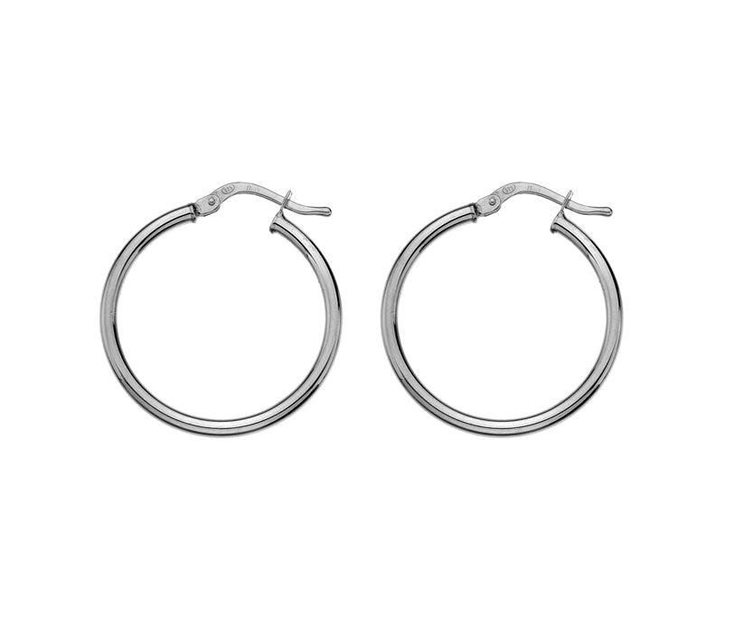 Sterling Silver Plain Round Hoop Earrings