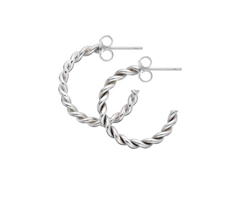 Sterling Silver 16mm Twist Hoop Earrings