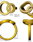 9ct Yellow Gold Interlocking Circle Diamond Ring