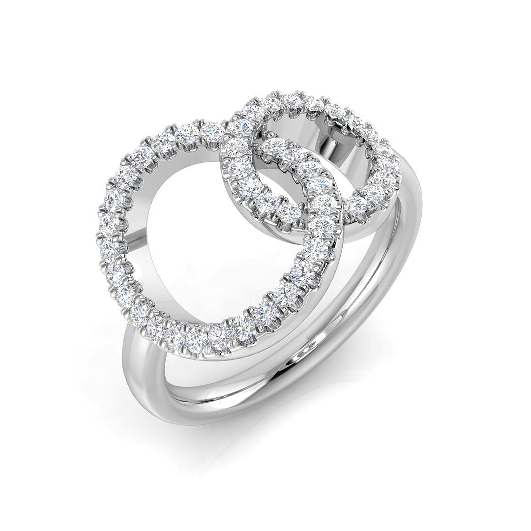 9ct White Gold Interlocking Circle Diamond Ring