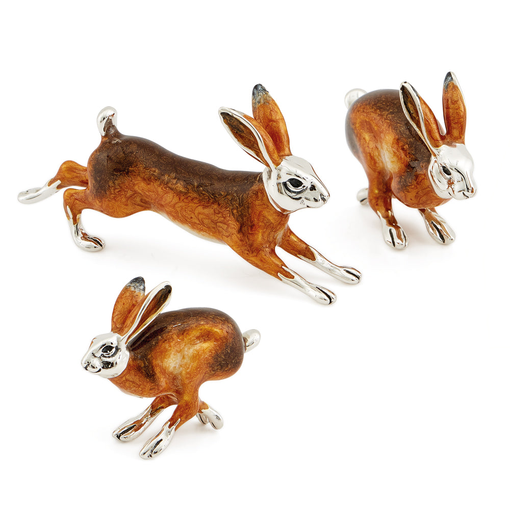 Set of 3 Silver Hare Family