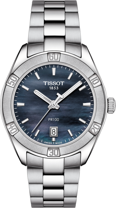 Ladies Steel Tissot PR100 Sport Chic Watch on Bracelet