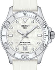 Mid Size Steel Tissot Diamond Set Seastar 1000 Watch on Rubber Strap