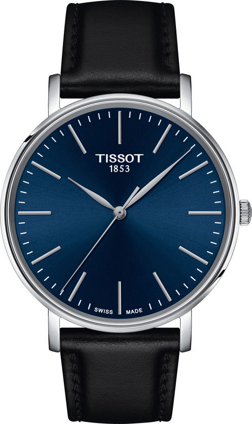 Mens Steel Tissot Everytime Watch on Leather Strap
