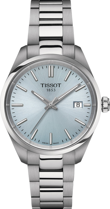 Mid Size Steel Tissot PR 100 Ice Blue Dial Watch on Bracelet