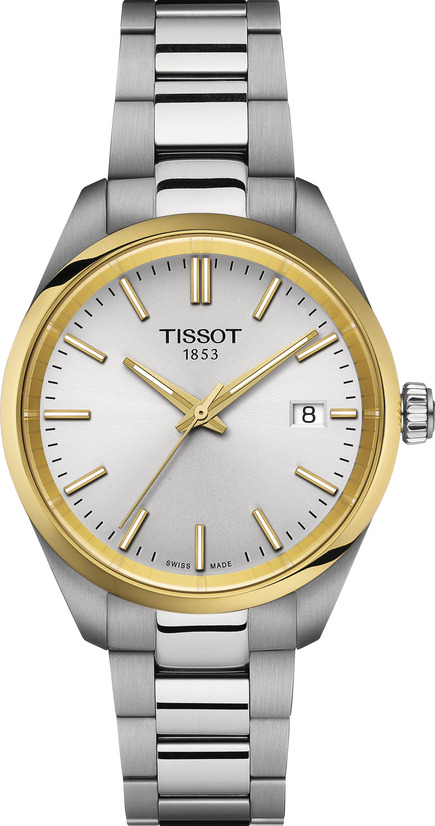 Mid Size 2 Colour Tissot PR 100 Silver Dial Watch on Bracelet