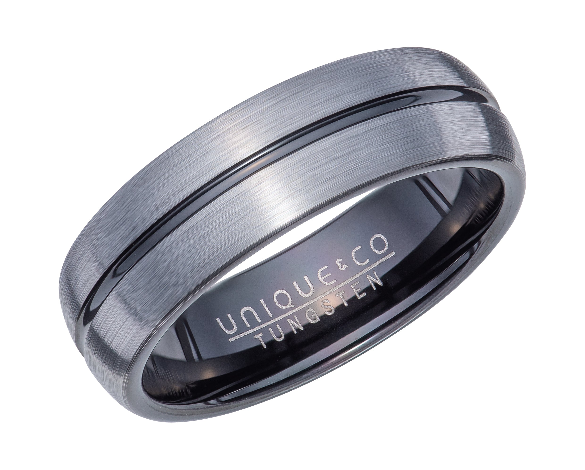Mens Unique &amp; Co Tungsten Carbide Black Plated Ring