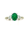 Platinum 3 Stone Emerald & Diamond Trinity Ring