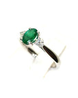 Platinum 3 Stone Emerald & Diamond Trinity Ring