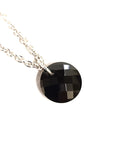 16.5 Inch Sterling Silver & Faceted Onyx Pendant Necklace