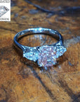 Platinum 2.38ct Lab Grown Pink Cushion Diamond 3 Stone Ring