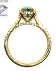 18ct Yellow Gold 2.92ct Lab Grown Intense Green Oval Cut Diamond Ring