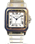 Pre Owned Mid Size Gold & Steel Cartier Santos De Cartier Watch on Bracelet