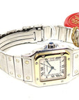 Pre Owned Mid Size Gold & Steel Cartier Santos De Cartier Watch on Bracelet