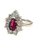 Pre Owned 18ct White Gold Ruby & Diamond Cluster Ring