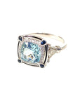 Pre Owned 18ct White Gold Aquamarine & Diamond Cluster Ring